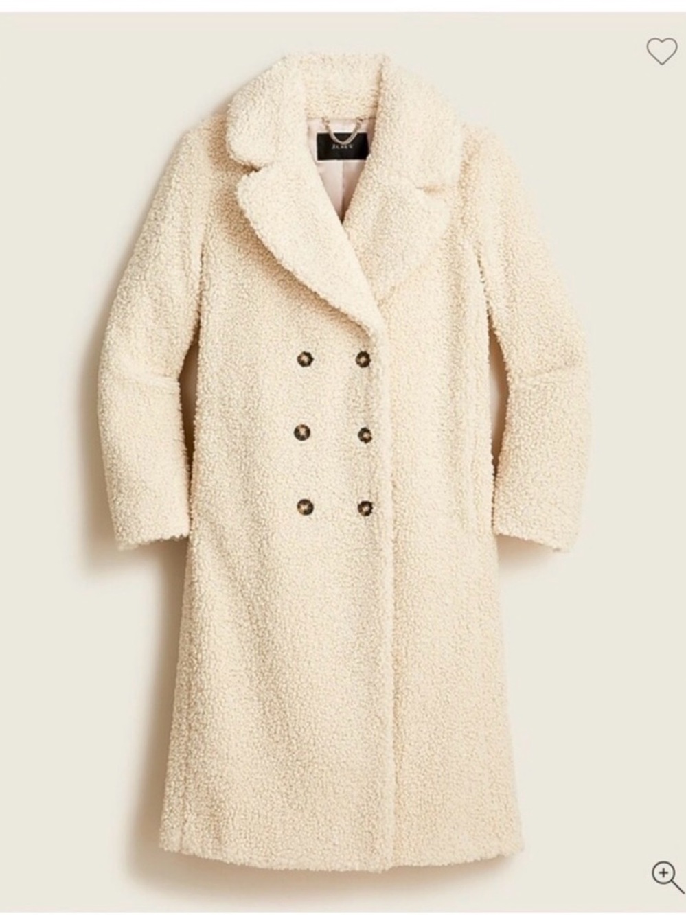 J. Crew Double Breasted Teddy Sherpa Women's Ivory Topcoat BA528 Size Small NEW